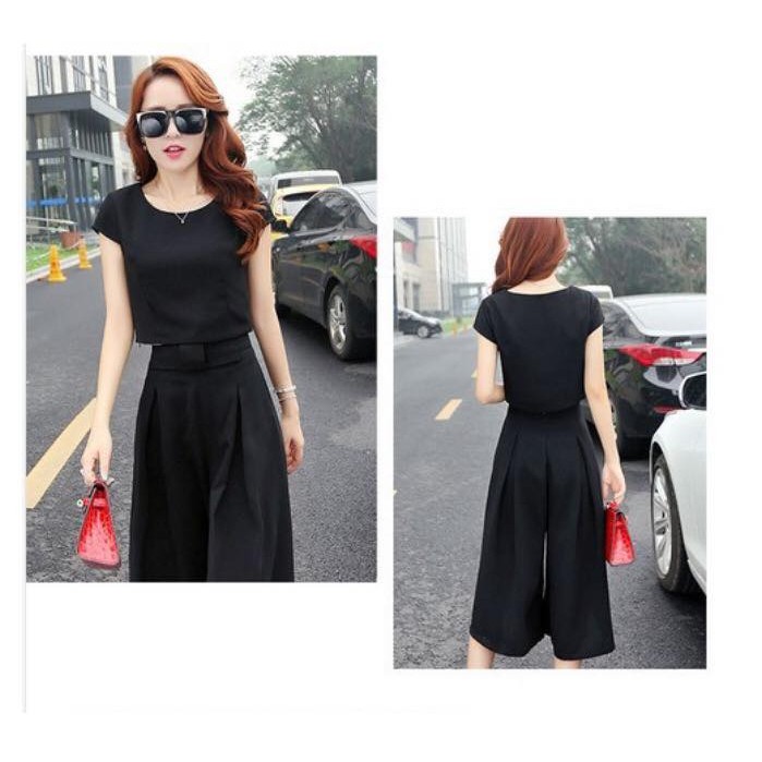 Set áo croptop+ quần ống rộng Culottes | BigBuy360 - bigbuy360.vn