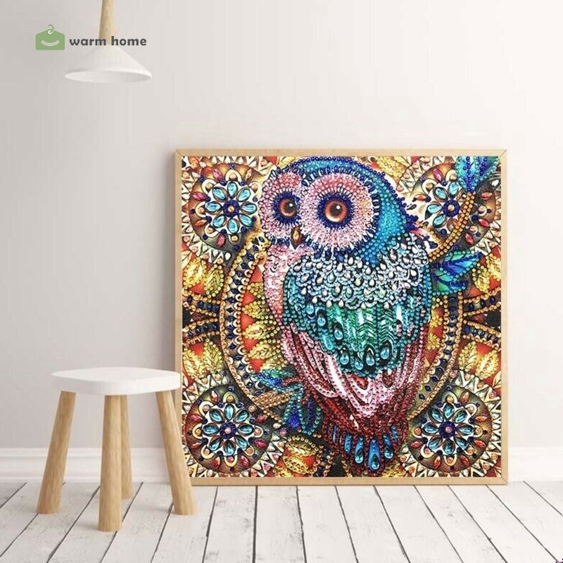 Bộ Tranh Đính Đá Tự Làm Hình Chim Cú Độc Đáo