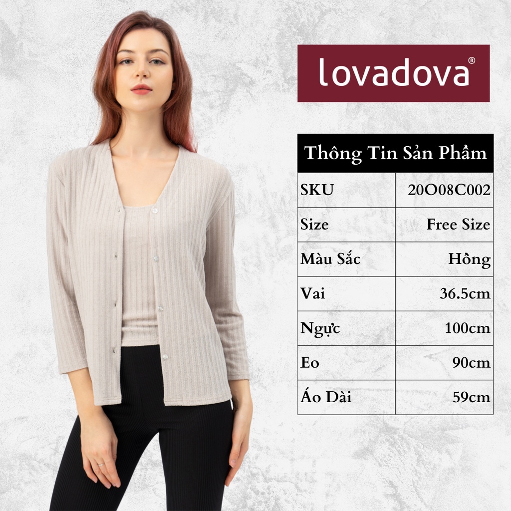 Lovadova - 20O08C002 Set áo khoác &amp; áo 2 dây màu hồng tím / xám