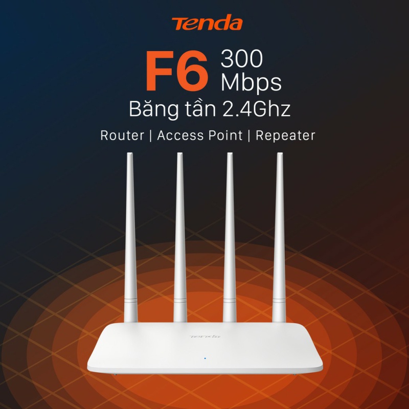 Bộ phát sóng Wifi Tenda F6 Chuẩn N băng thông 300Mbps tích hợp 4 ăng ten phát sóng khỏe ổn định - Chính Hãng p