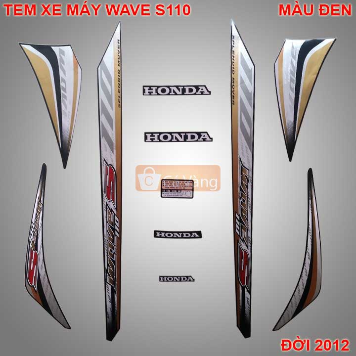 Tem xe máy Wave S110 MÀU ĐEN đời 2012, chất lượng như ZIN Chính Hãng