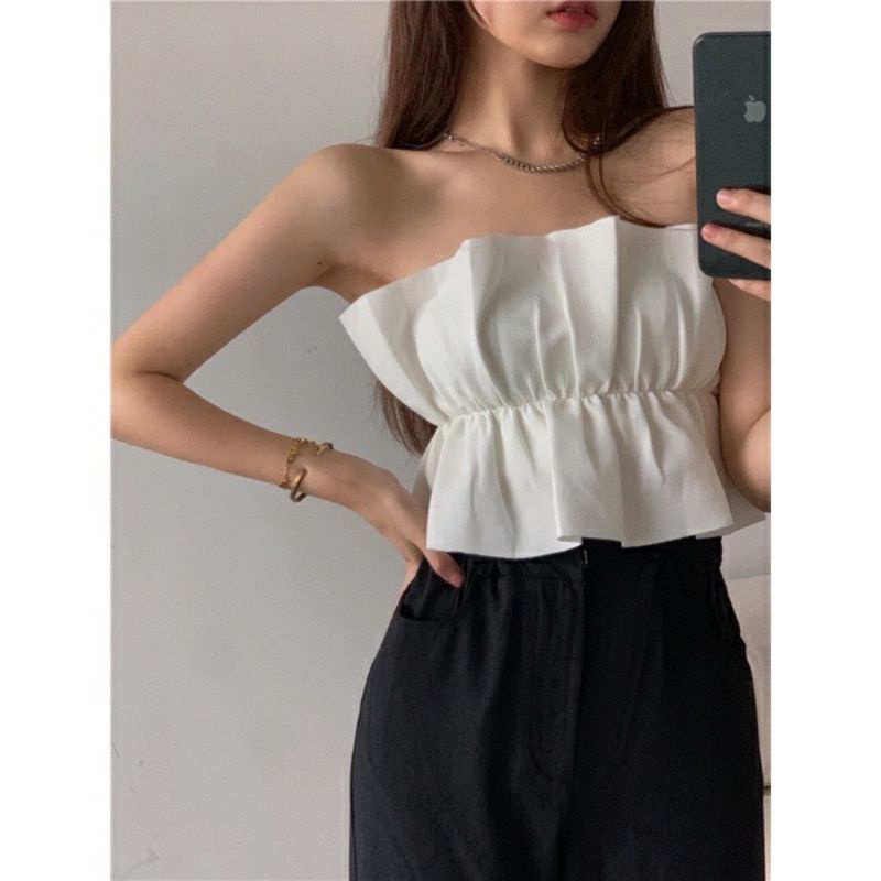 Áo ống nếp gấp có dây kéo sau phong cách - BB | BigBuy360 - bigbuy360.vn