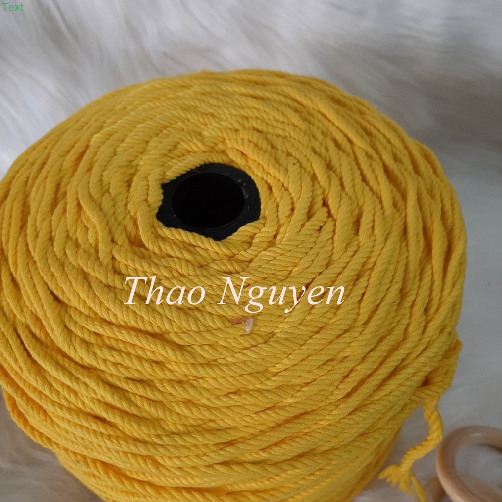 ( ẢNH THẬT) Dây thừng se macrame, dây cotton. Màu VÀNG HOA CÚC- 3mm