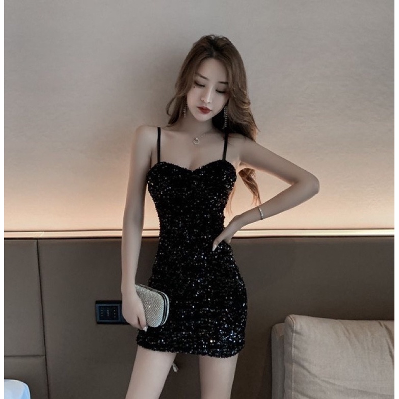 Đầm dây nữ phong cách gợi cảm sang trọng khí chất hàng Quảng Châu cao cấp đầu xu hướng mùa thu 2021