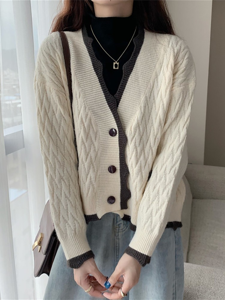 Áo cardigan len nữ kiểu dài tay dài màu trắng, đen chất đẹp hàng quảng châu thời trang thu đông kiểu 2022