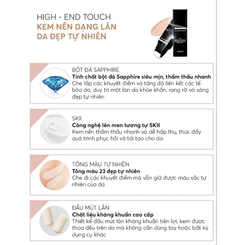 Kem phấn nền dạng lăn OSÈQUE High End Touch 30ml