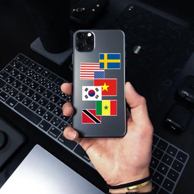 SET 50 STICKER LÁ CỜ CÁC NƯỚC CHỦ ĐỀ DU LỊCH CÁ TÍNH DÁN TRANG TRÍ ĐIỆN THOẠI LAPTOP VALI MŨ BẢO HIỂM XE MÁY TỦ KỆ,...