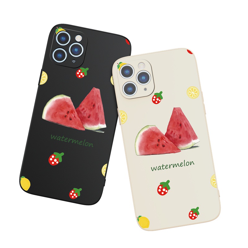 Ốp lưng iphone Ốp điện thoại SUNTAIHO silicon mềm họa tiết dưa hấu và chanh cho iPhone 13 12 11 Mini Pro X XR XS Max 7 8 Plus