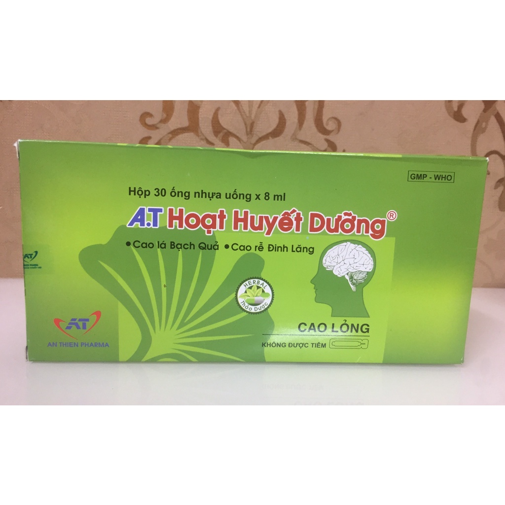 Bổ não A.T Hoạt huyết dưỡng não giúp tăng tuần hoàn não cải thiện trí nhớ ( Hộp 30 ống cao cấp dạng siro)