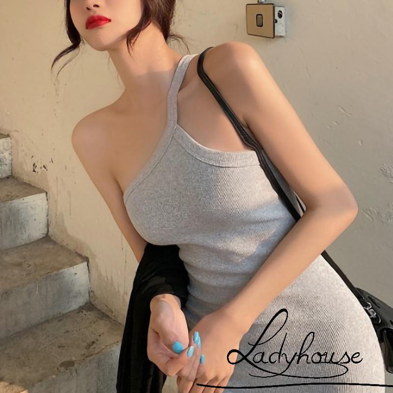 Đầm không tay một mảnh màu xám/đen gợi cảm cho nữ