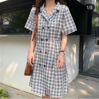 Đầm sơ mi caro ngắn