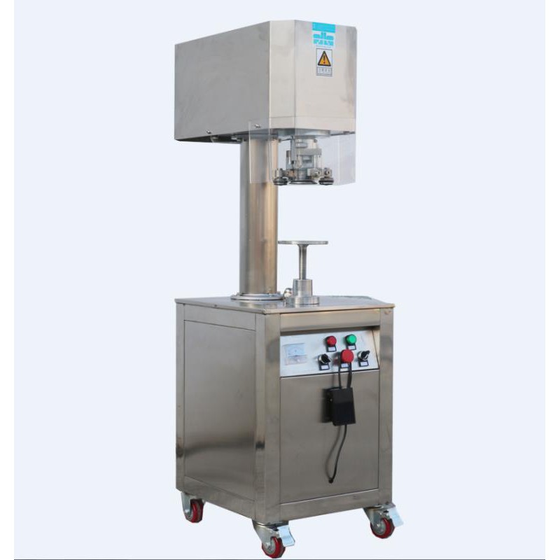 Máy viền mí lon sữa bột 400g,900g bán tự động bằng inox, máy viền mí lon thiếc, lon nhôm, lon sắt, máy ghép mí lon nhựa
