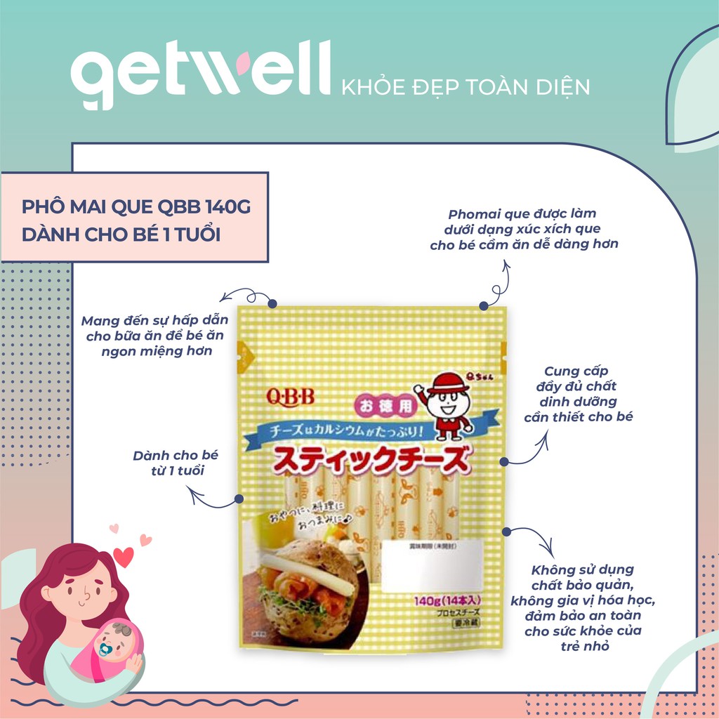 [Mã GROSALEHOT giảm 8% đơn 250K] PHÔ MAI QUE QBB 140G