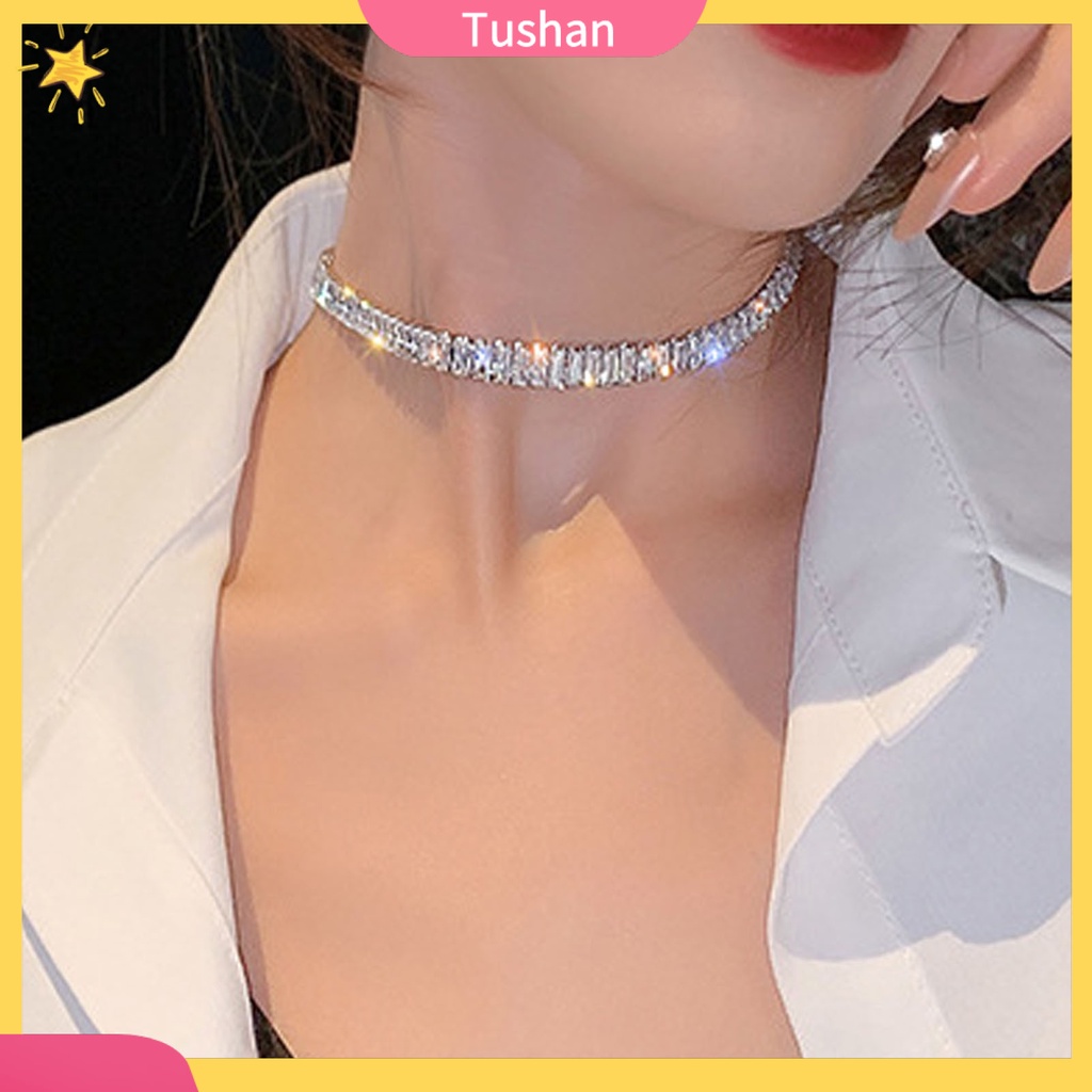 Vòng cổ choker siêu nhẹ đính đá zircon lấp lánh đơn giản