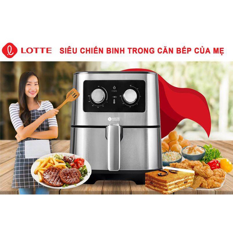 [BẢO HÀNH 1 NĂM] Nồi chiên không dầu Lotte 5,5 lít model LTS - AF5SM NHẬP KHẨU NGUYÊN CHIẾC Mẫu mới tặng kèm sách nấu ăn