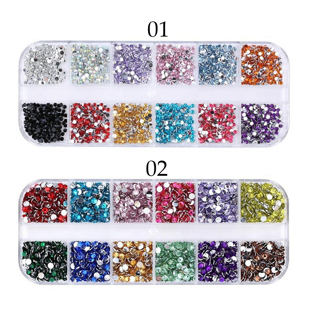 Okdeals 12 Ngăn Phẳng Trở Lại|Kim Tuyến Lấp Lánh Trang Trí Móng Acrylic 3D Cao Cấp|Móng Tay Giả