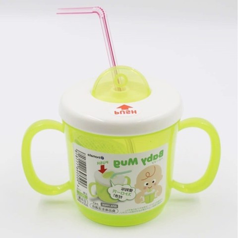 [ẢNH THẬT + VIDEO] Cốc tập uống có tay cầm và lỗ cắm ống hút Baby Mug nội địa Nhật Bản