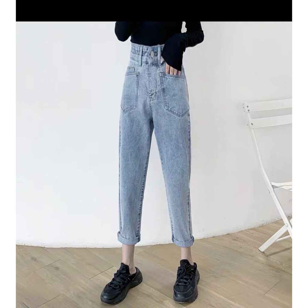 QUẦN JEAN BAGGY CẠP CAO PHỐI TÚI KIỂU [ CLIP THẬT] [FREESHIP] hàng loại 1, VẢI DÀY