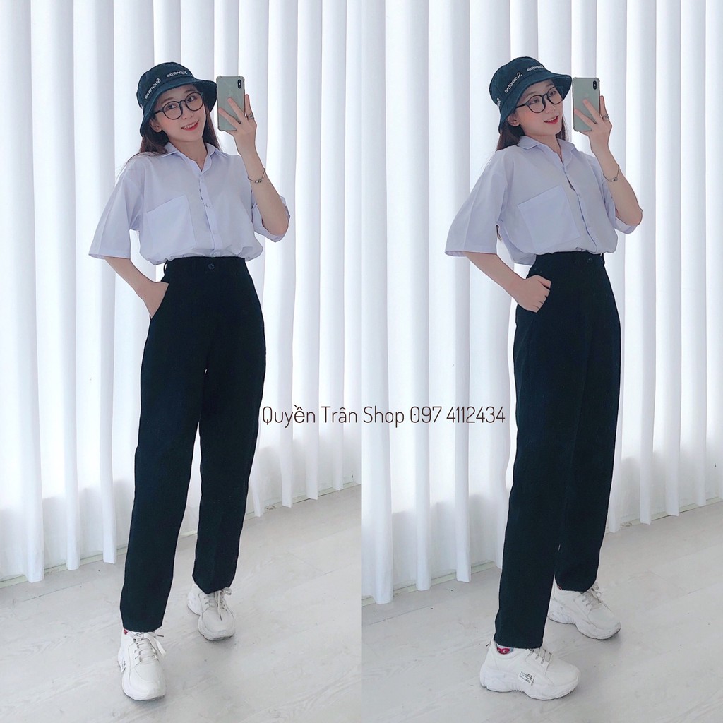 Quần Tây Dáng Dài Lưng Siêu Cao Đi Học Công Sở Dáng Baggy Khóa Trước_05