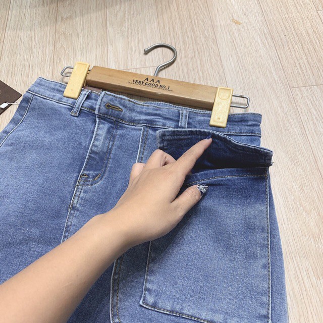 [ORDER] (HÌNH THẬT) Chân váy jeans midi dáng dài váy jean có túi