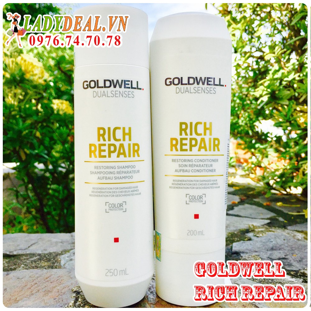 Gội Xả Goldwell rich repair phục hồi tóc hư tổn 200ml + 250ml