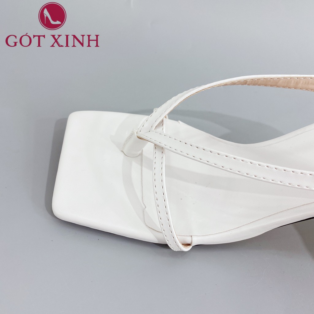 Dép cao gót nữ GÓT XINH D2 quai xỏ ngón da mềm đế cao 5cm