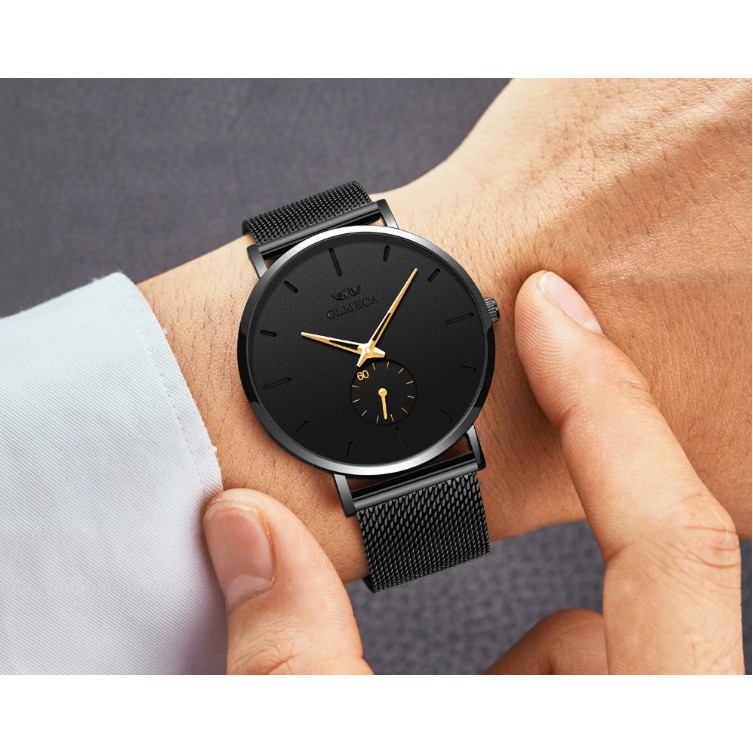 Đồng hồ Olmeca nam Japan 901 (full đen kim vàng)