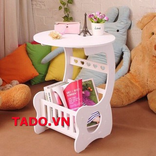 Kệ gỗ mini để đặt đầu giường bàn tròn kèm khăn trải siêu đẹp GD808