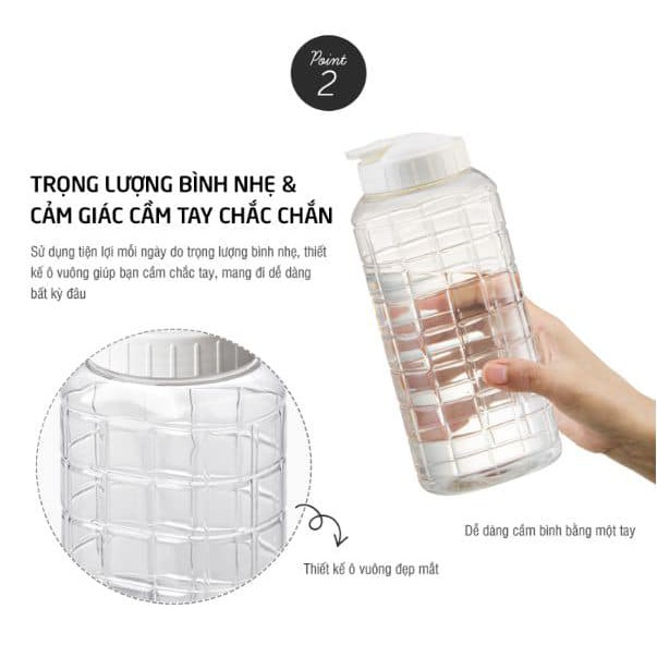 Bình nước Lock&Lock dung tích 1L bằng nhựa nguyên sinh dùng cho lò vi sóng, thoải mái đựng nước nóng | BigBuy360 - bigbuy360.vn
