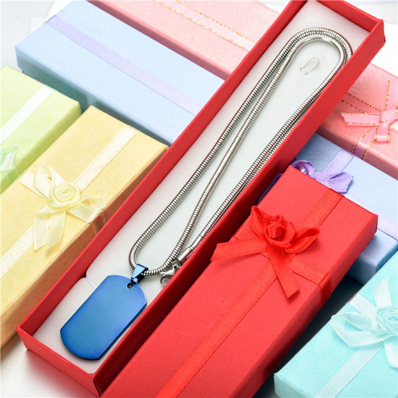 Sa Vòng cổ Mặt Chữ Nhật Màu Trơn Đơn Giản Cho Nam Và Nữ