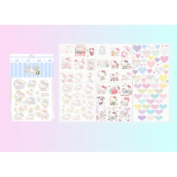set 6 sticker washi kitty S6W27 cute dễ thương hoạt hình ko bế 10x10cm