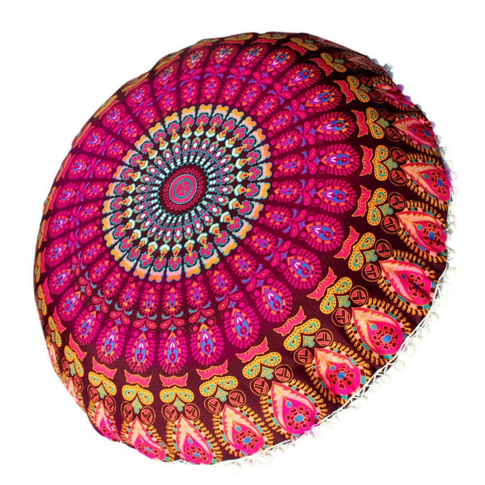 Pophouse Large Mandala Floor Pillows Round Bohemian Meditation Home Cushion Ottoman Pouf