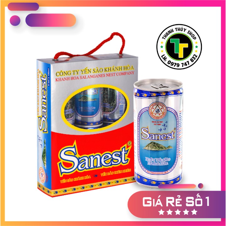 Combo 06 lon - Yến sào Khánh Hòa không đường kèm túi quà sang trọng thích hợp biếu tặng loại 190ml