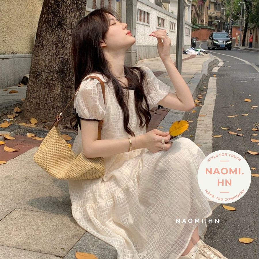 Váy babydoll ngắn tay ren phối viền chỉ buộc nơ 2 tầng xoè. Đầm babydoll ren hoa thừng tiểu thư tay phồng form rộng cute