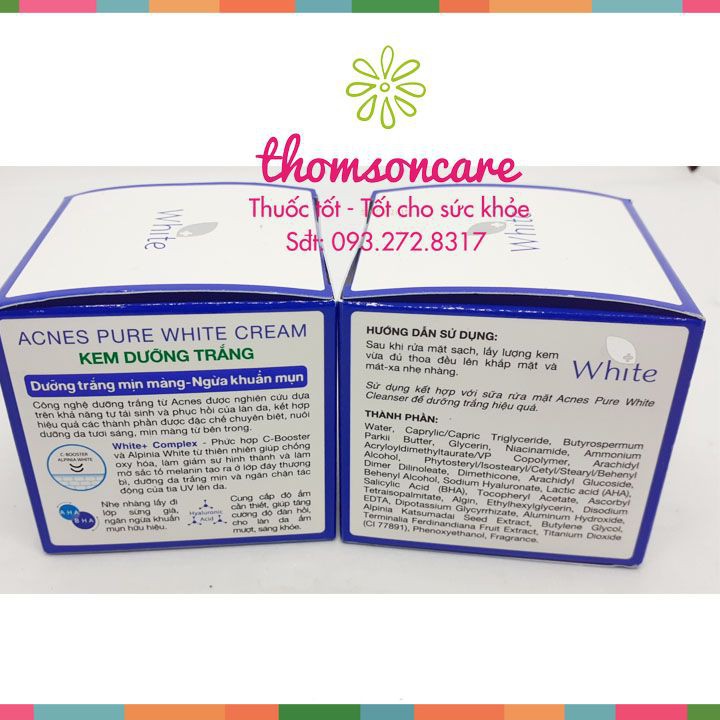 Kem dưỡng trắng da Acnes Pure White 50g - Dưỡng da trắng sáng - Chính hãng.