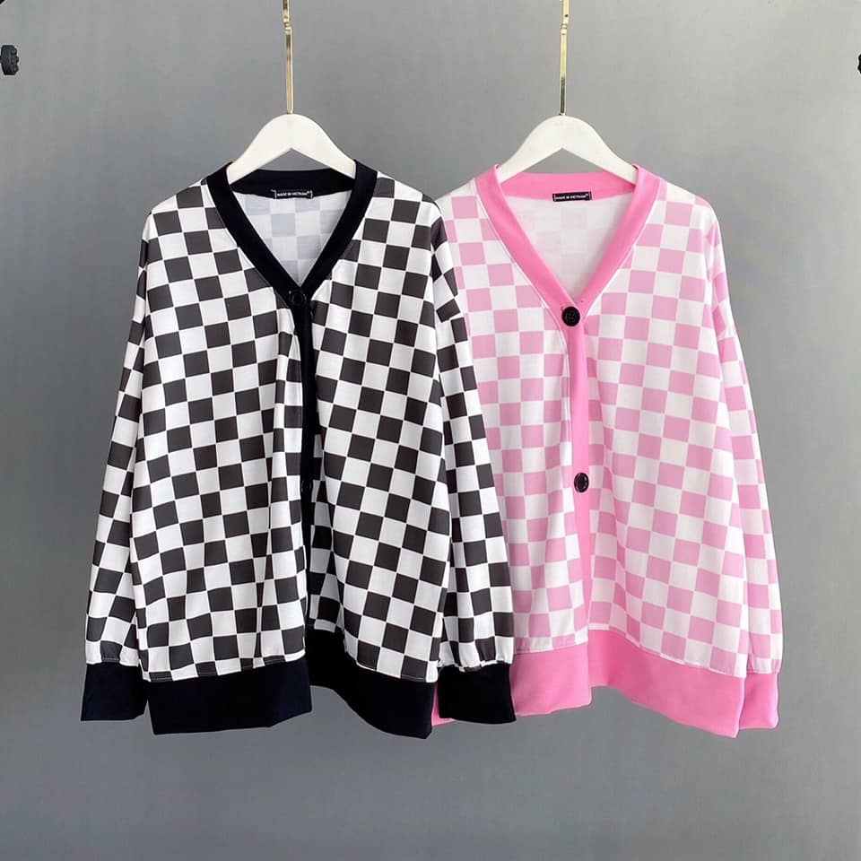 Kèm hình thật - Áo cardigan caro ulzzang Hàn Quốc cực xinh cryaotic10