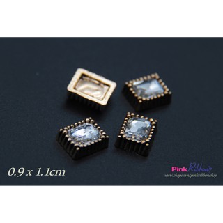 Set 2 cái - Charm CN nhí đá trắng phụ kiện thời trang, gắn lên phụ kiện tóc, làm phụ kiện nơ bờm kẹp tóc, DIY
