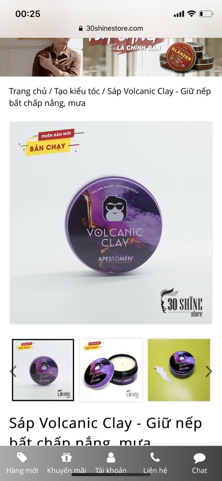 Sáp Volcanic Clay - Giữ nếp bất chấp nắng, mưa