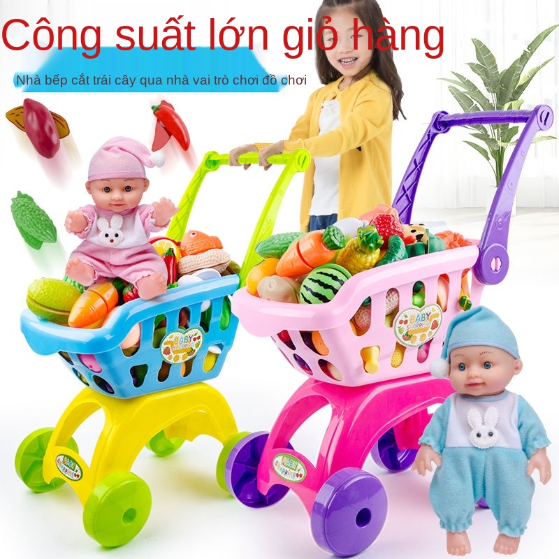 O Xe đẩy trẻ em đồ chơi cắt trái cây bộ nhà mô phỏng cô gái