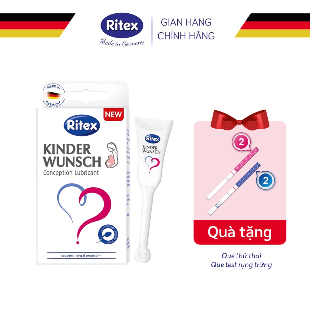Gel bôi trơn, tuýp tạo môi trường Ritex Kinderwunsch hỗ trợ mang thai tự nhiên hộp 8 tuýp 4ml