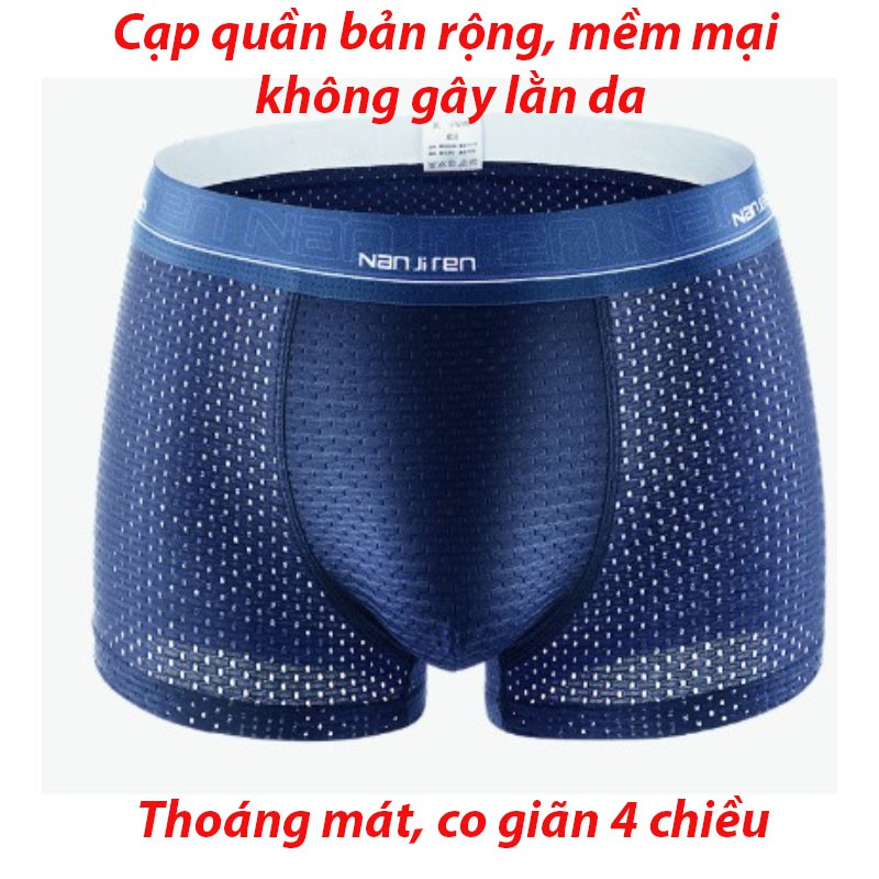 [HÀNG LOẠI 1] Hộp 4 quần lót nam cao cấp,quần sịp nam vải lưới thun lạnh thoáng mát, co giãn đàn hồi, kháng khuẩn tốt.