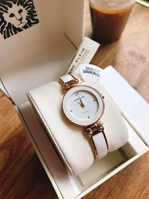 Đồng hồ nữ Anne klein AK/1980WTRG dạng kiềng đá trắng tiểu thư size 28mm