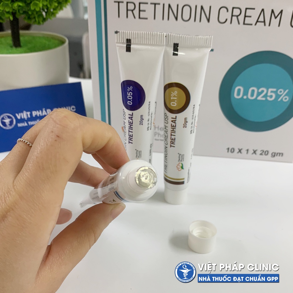 Tretinoin Cream Tretiheal Usp 0.025% 0.05% 0.1% 20g - Kem Giảm Mụn, Chống Lão Hóa