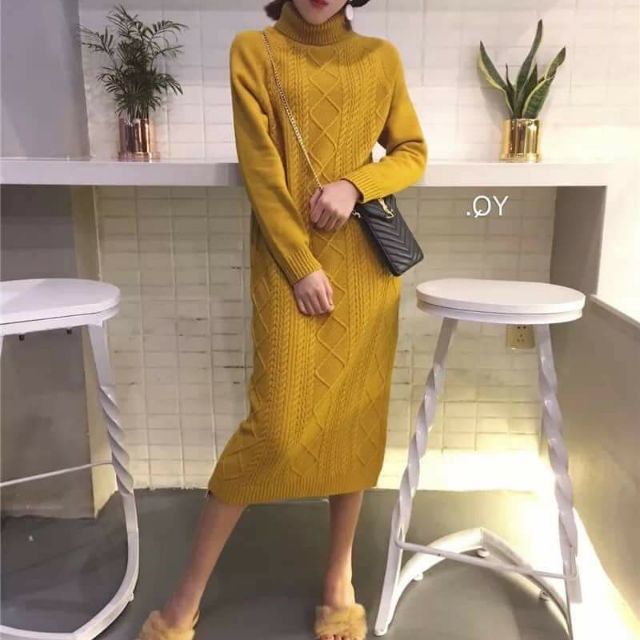 Váy len maxi dáng xuông cao cấp