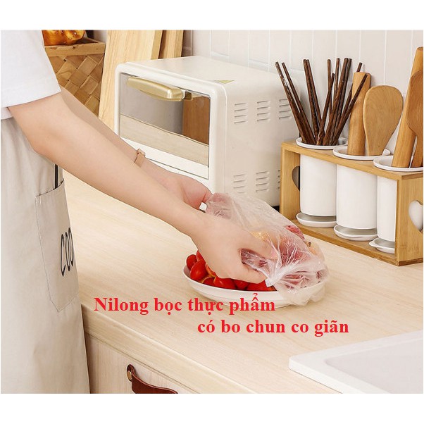 Set 100 màng bọc thực phẩm túi gấu co giãn tái sử dụng,màng bọc thực phẩm co giẵn trong suốt có chun - DTM Store