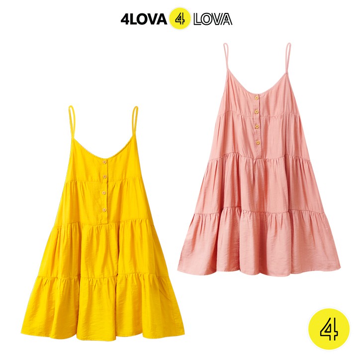 Váy đũi 2 dây 4LOVA  chất đũi tơ siêu mát đầm hai dây babydoll phối cúc ngực vintage EVA094 | BigBuy360 - bigbuy360.vn