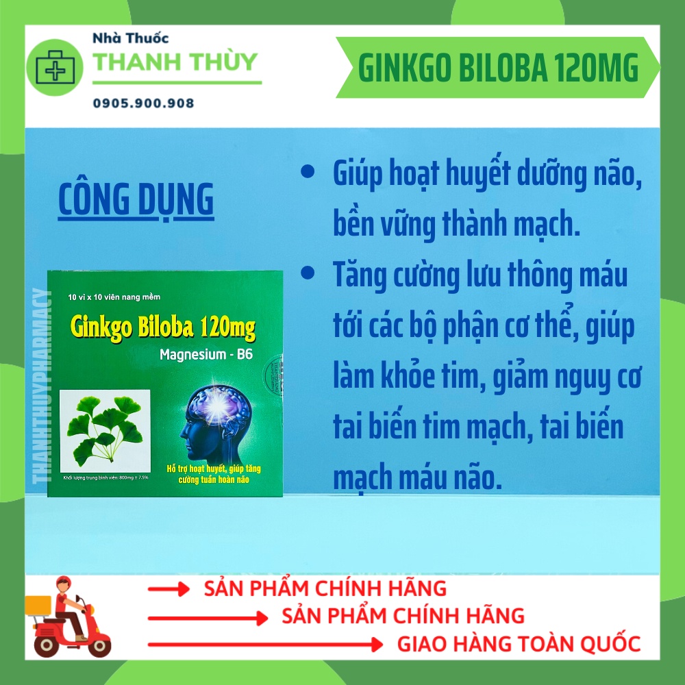 Ginkgo Biloba 120Mg Magnesium B6 - Thanh Hằng  Hỗ Trợ Hoạt Huyết, Giúp Tăng Cường Tuần Hoàn Não