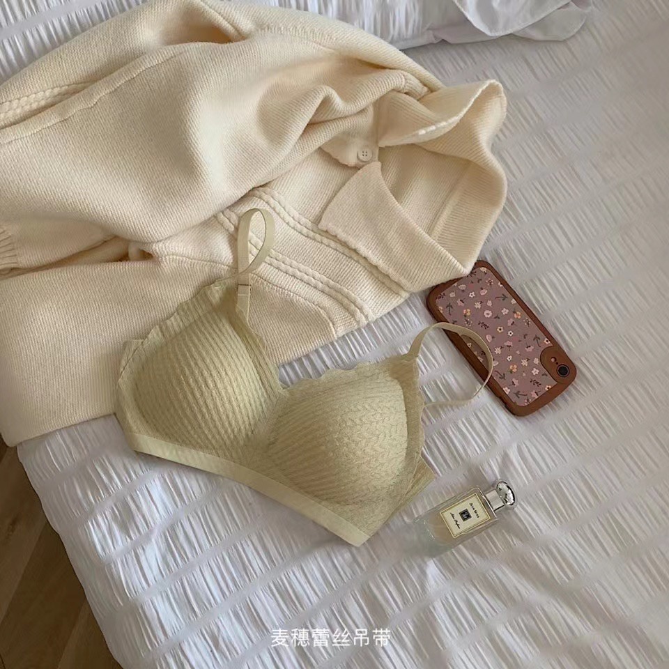 Áo Ngực latex Thái Lan Không Gọng Thép Phối Ren Không Để Lại Dấu Vết Tập Thể Dục Yoga Màu nude Cho Nữ