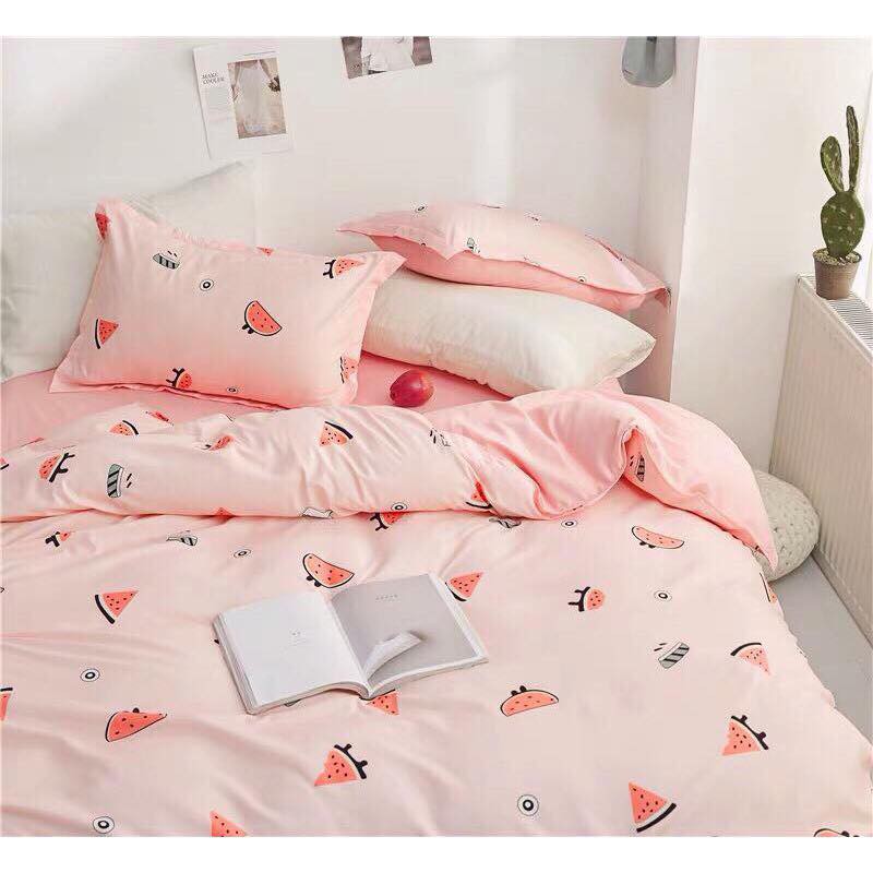 Bộ Chăn Ga Gối Cottong Poly Dưa Hấu
