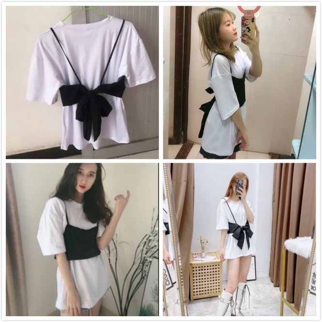 Two Pieces Women's Summer Short Sleeve Casual Loose T-shirt